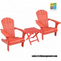 Wood Weather Adirondack Beach Chair Set of 2 with Folding Side Table, Salmon