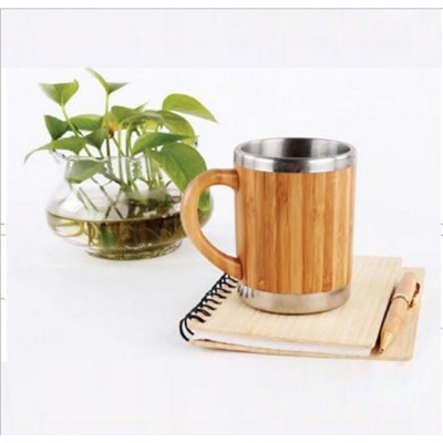 New creative gifts water cup with handle bamboo shell coffee cup