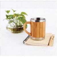 New creative gifts water cup with handle bamboo shell coffee cup